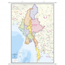 미얀마지도 (도시별색상) 족자