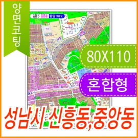 성남시 신흥동 중앙동 주소지도 (지번, 도로명주소 병행표기) 코팅