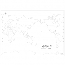 [이벤트상품] 세계지도백지도 (태평양중심) 비코팅 소형(110x80cm)